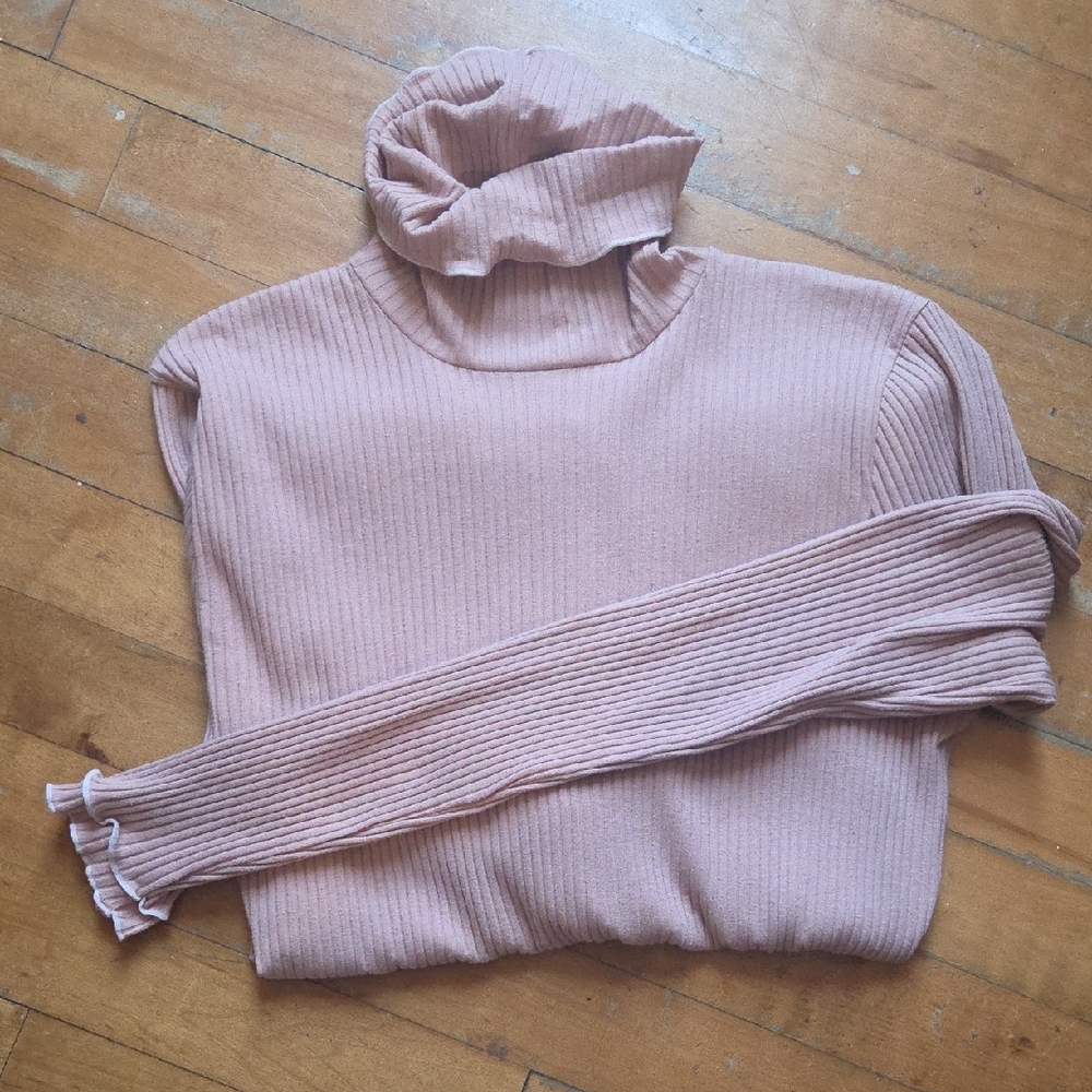 J. Crew Ribbed Cowl Neck Sweater - Blush